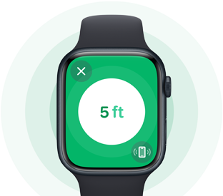 Apple Watch Series 9 viser Præcis søgning efter en iPhone