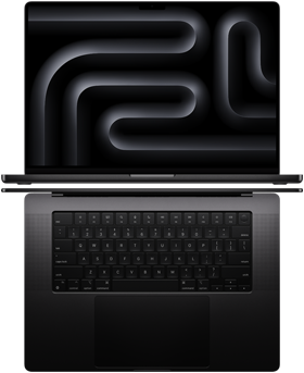 En opstilling med bærbare MacBook Pro-computere viser den store skærm og tynde konstruktion frem