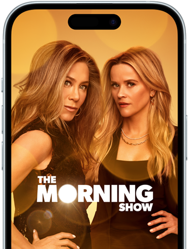 iPhone 15 med Apple TV+, der viser serien The Morning Show