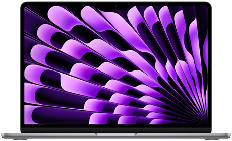 En 13" MacBook Air i farven space grey set forfra
