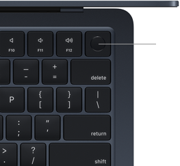 MacBook Air-tastatur med Touch ID set ovenfra