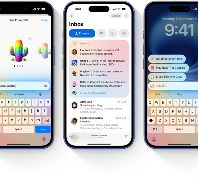 Apple Intelligence-funktioner med Genmoji, Resume og Skriv til Siri på iPhone 16