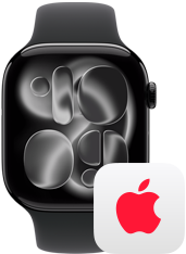 Apple Watch ved siden af AppleCare+-logo