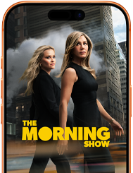 En iPhone 17 Pro-skærm viser Apple TV+-serien The Morning Show.