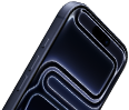 iPhone 17 Pro vist forfra, Dynamic Island øverst, Handlingsknap, lydstyrkeknapper