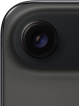 iPhone Air i space black vist bagfra med afrundede hjørner, Fusion-kamerasystem med ét objektiv