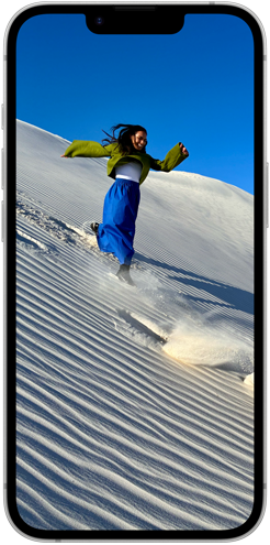 Farverige blomster på Super Retina XDR-skærmen på iPhone 16e