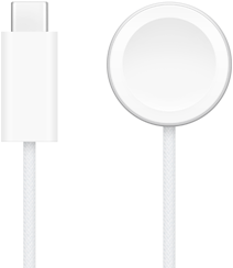 USB-C-oplader ved siden af en hurtig magnetisk Apple Watch-oplader