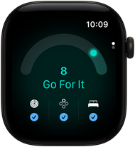 Apple Watch Series 12 med urkasse i sort aluminium, kapacitetsscore på 8, Digital Crown i højre side