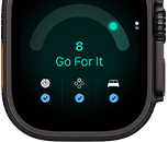 Apple Watch Ultra 4 med urkasse i sort titanium, kapacitetsscore på 8, Digital Crown og hævet sideknap i højre side
