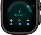 Apple Watch Ultra 4 med urkasse i sort titanium, kapacitetsscore på 8, Digital Crown og hævet sideknap i højre side