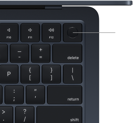 MacBook Air-tastatur med Touch ID set oppefra