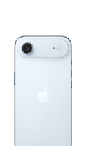 iPhone Air i himmelblå vist bagfra, Fusion-hovedkamerasystem øverst