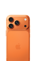 iPhone 17 Pro i kosmisk orange vist bagfra, Pro Fusion-kamerasystem øverst