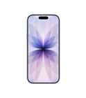 iPhone 17 i farven lavendel vist forfra, Dynamic Island øverst i midten