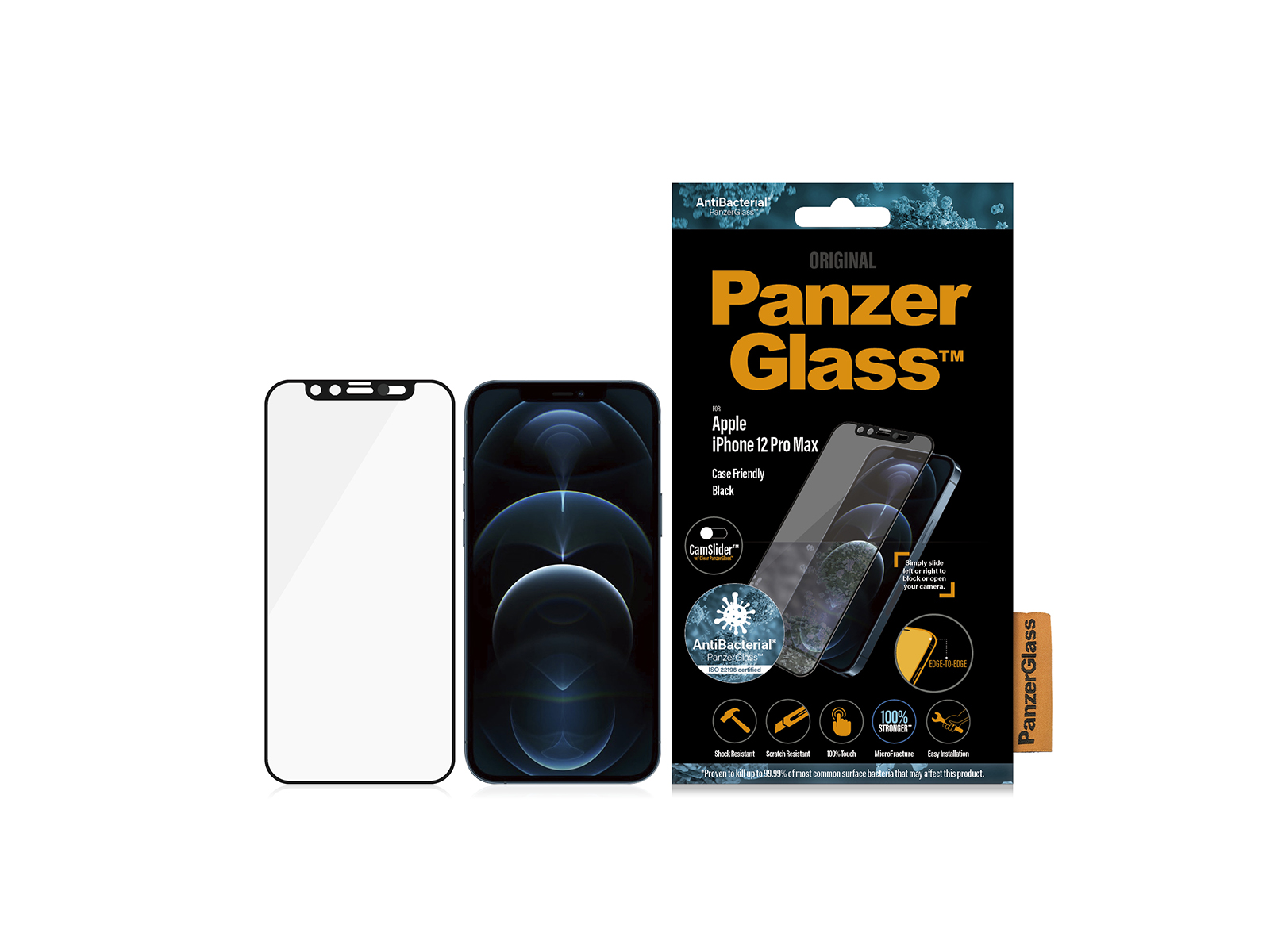 Kob Panzerglass Iphone 12 Pro Max Cams Black Case F Edge To E Full Adh Super Anti Bac Humac Premium Reseller