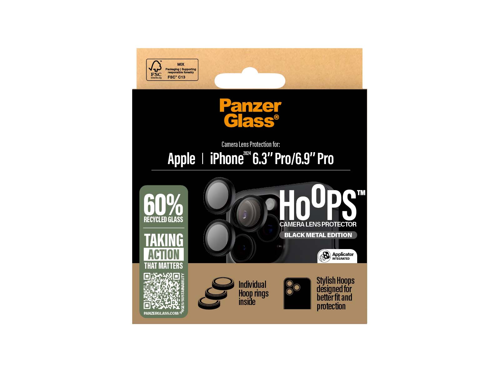 PanzerGlass Hoops Sort Kameralinsebeskytter iPhone 16 Pro & 16 Pro Max