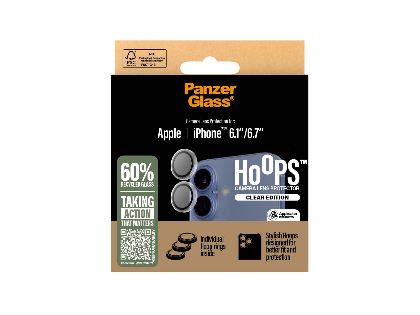 PanzerGlass Hoops Transparent Kameralinsebeskytter iPhone 16 & 16 Plus