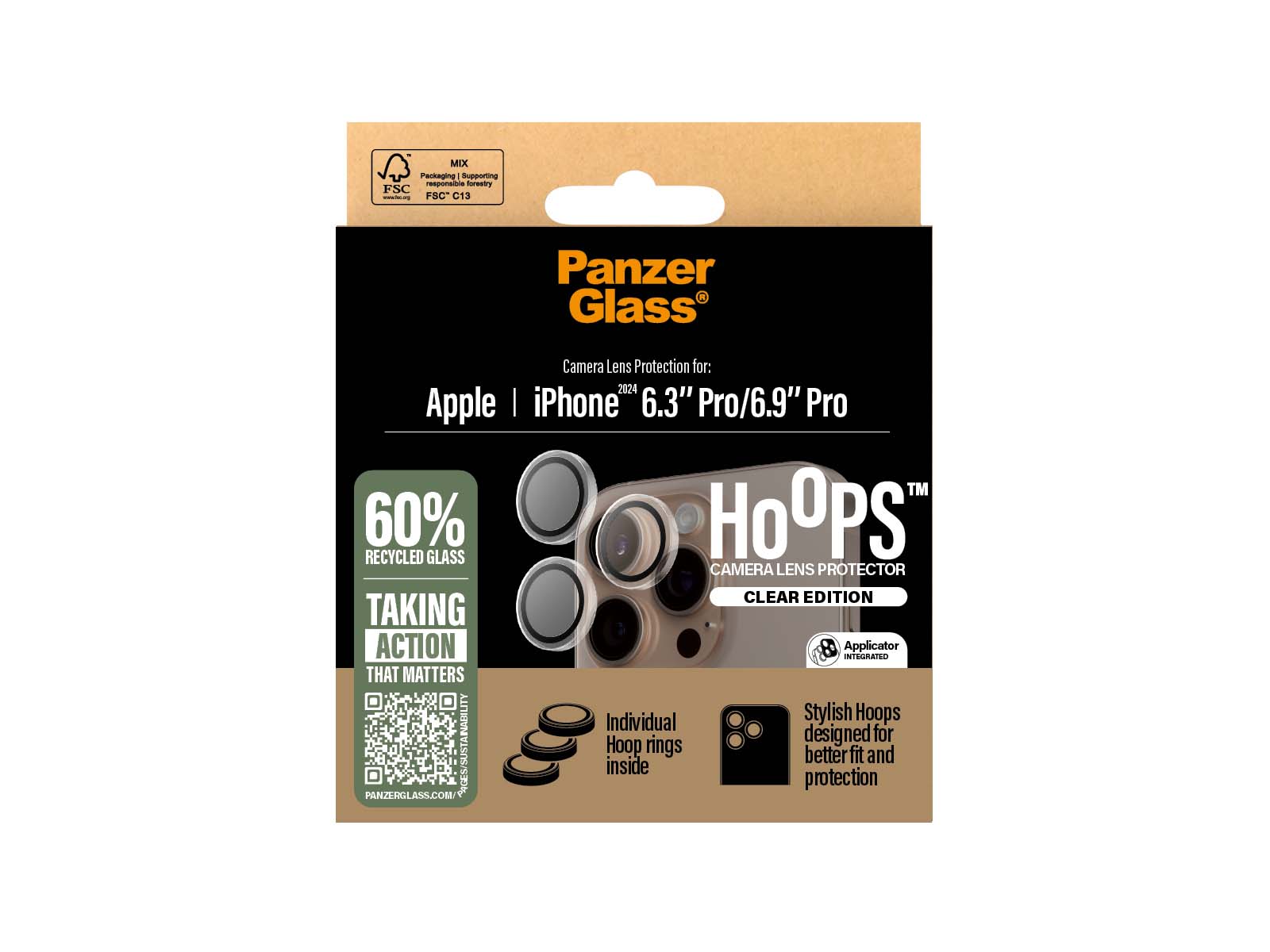 PanzerGlass Hoops Transparent Kameralinsebeskytter iPhone 16 Pro & 16 Pro Max