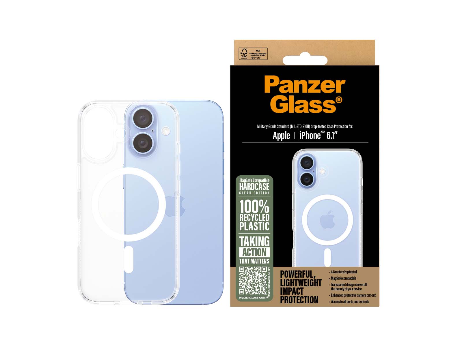 PanzerGlass HardCase MagSafe iPhone 16, Hvid