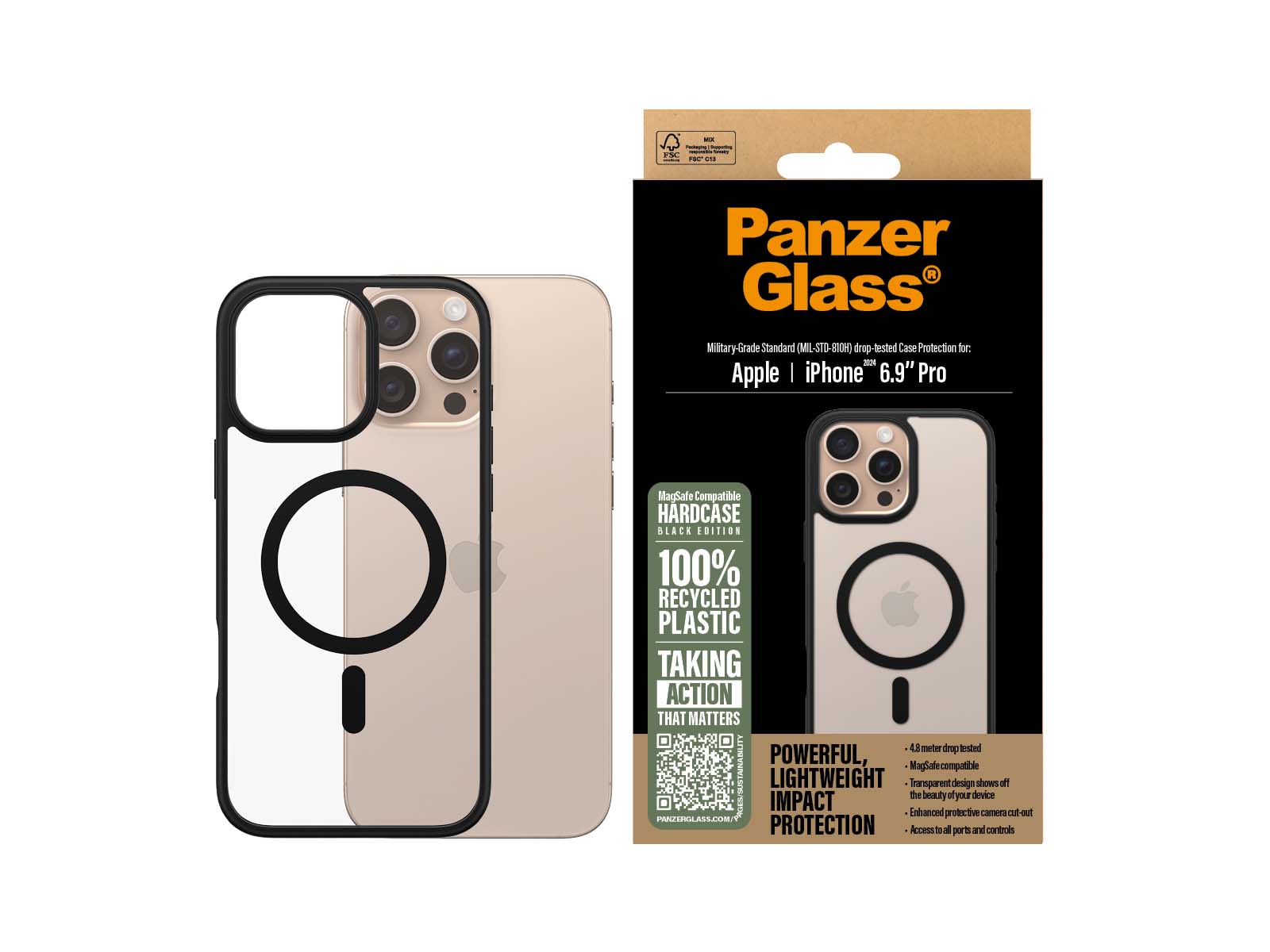PanzerGlass HardCase MagSafe iPhone 16 Pro Max, Sort