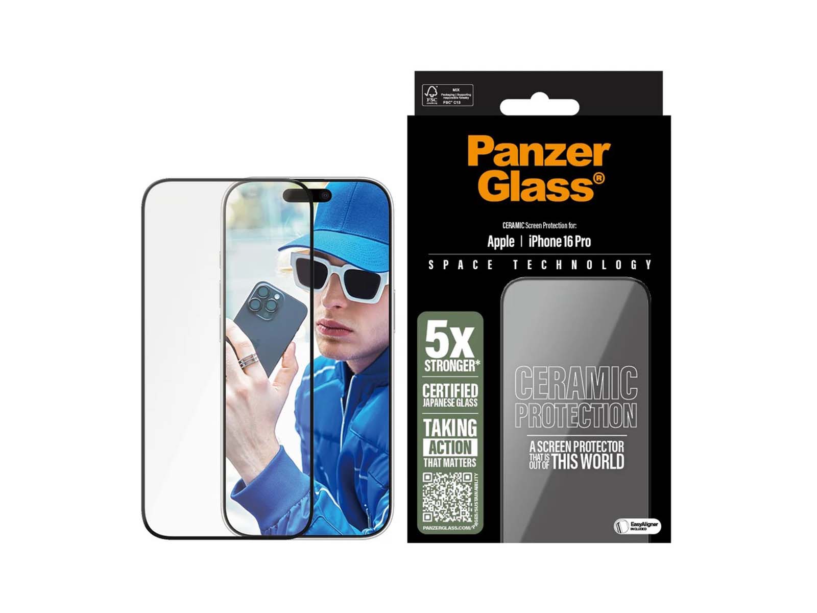 PanzerGlass Ceramic Skærmbeskyttelse iPhone 16 Pro - Ultra-Wide Fit
