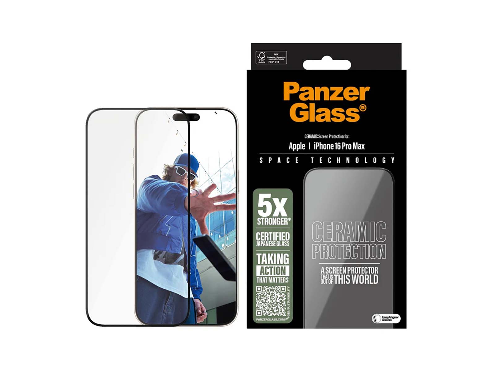 PanzerGlass Ceramic Skærmbeskyttelse iPhone 16 Pro Max - Ultra-Wide Fit