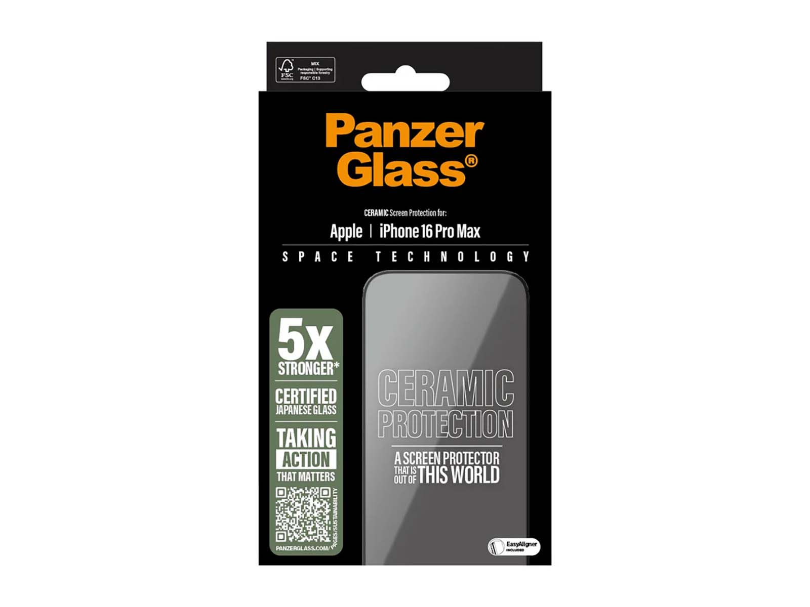 PanzerGlass Ceramic Skærmbeskyttelse iPhone 16 Pro Max - Ultra-Wide Fit