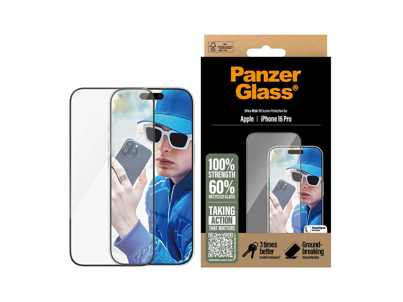 PanzerGlass Skærmbeskyttelse iPhone 16 Pro - Ultra-Wide Fit