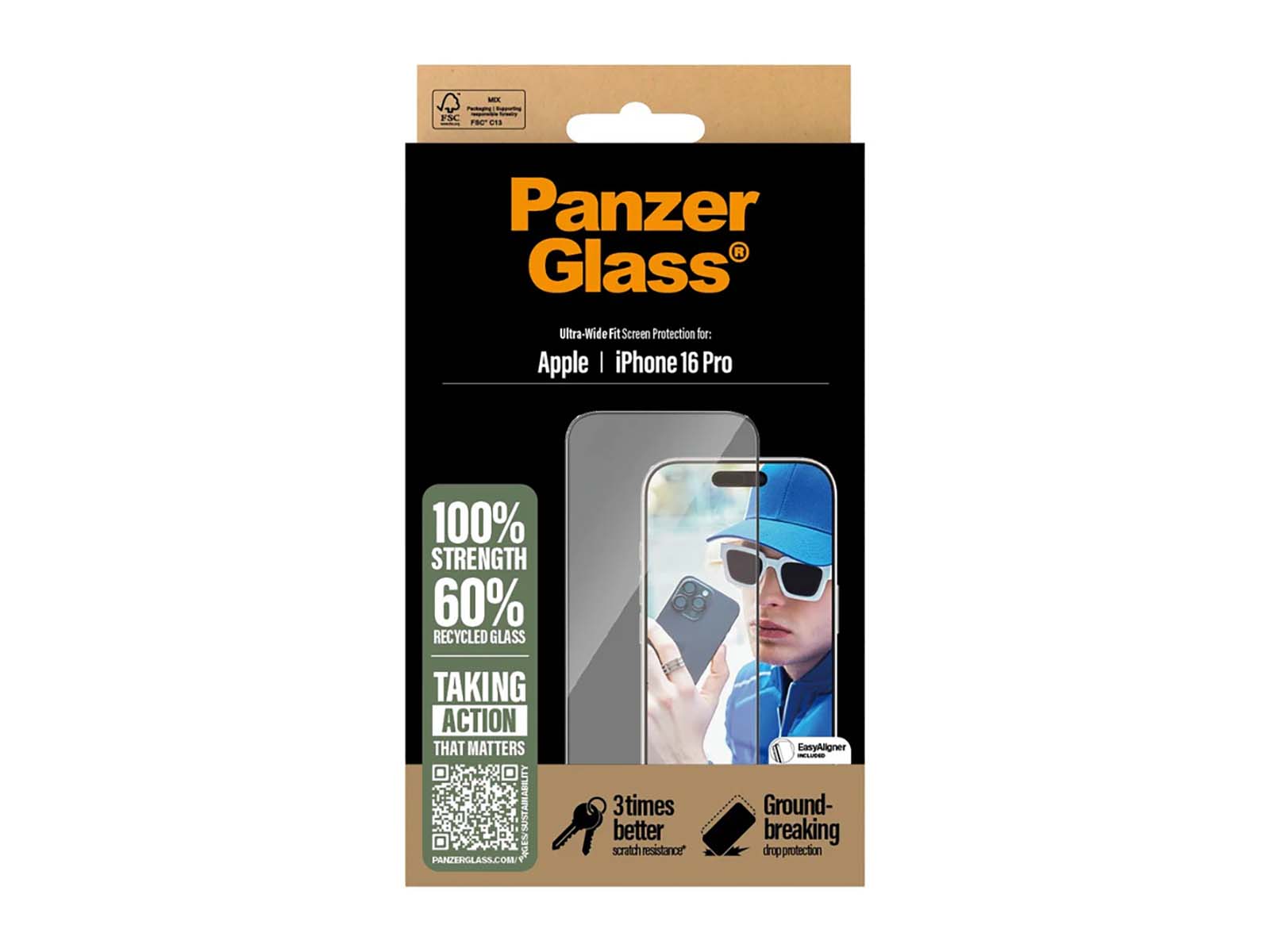 PanzerGlass Skærmbeskyttelse iPhone 16 Pro - Ultra-Wide Fit