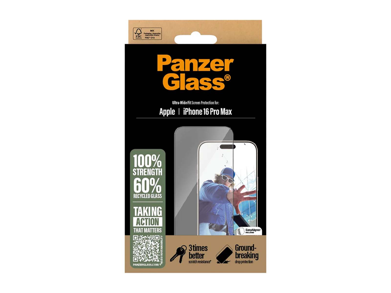 PanzerGlass Skærmbeskyttelse iPhone 16 Pro Max - Ultra-Wide Fit