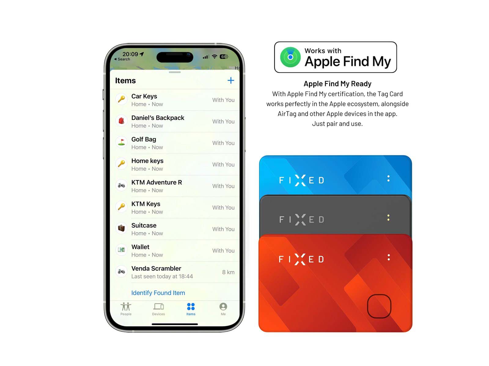 FIXED Tag Card Tracker til Apple Find My Sort