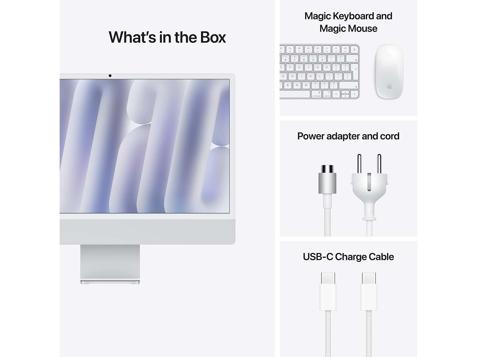 iMac 2024 24" Retina 4.5K, M4-chip 8-core CPU/GPU, 16GB, 256GB SSD - Sølv